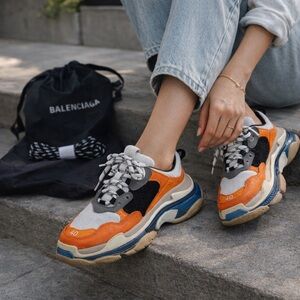 Balenciaga Orange and Blue Sneakers